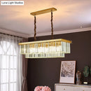 GobekUsa Rectangular 2-Tier Crystal Pendant Light: Artistic Island Hanging Fixture for Living Room