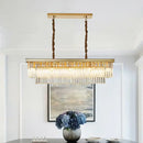 GobekUsa Rectangular 2-Tier Crystal Pendant Light: Artistic Island Hanging Fixture for Living Room