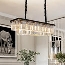 GobekUsa Rectangular 2-Tier Crystal Pendant Light: Artistic Island Hanging Fixture for Living Room