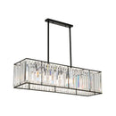 GobekUsa Rectangular Clear Crystal Island Pendant Light - 3 Head Traditional Suspension Lighting for Dining Room
