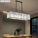 GobekUsa Rectangular Clear Crystal Island Pendant Light - 3 Head Traditional Suspension Lighting for Dining Room