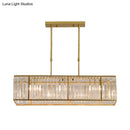 GobekUsa Rectangular Clear Crystal Island Pendant Light - 3 Head Traditional Suspension Lighting for Dining Room