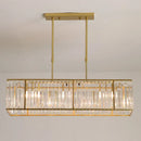 GobekUsa Rectangular Clear Crystal Island Pendant Light - 3 Head Traditional Suspension Lighting for Dining Room