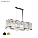 GobekUsa Rectangular Clear Crystal Island Pendant Light - 3 Head Traditional Suspension Lighting for Dining Room