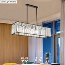 GobekUsa Rectangular Clear Crystal Island Pendant Light - 3 Head Traditional Suspension Lighting for Dining Room