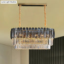 GobekUsa Rectangular Dining Room Pendant - 3-Tier Amber/Smoke Gray Crystal Block - Contemporary Island Lamp - 12-Light