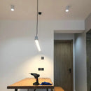 GobekUsa Rectangular LED Pendant Light - Cement Grey Island Hanging for Dining Room - Simplicity in Design