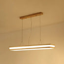 GobekUsa Rectangular Wood Island Pendant Light - Nordic LED Dining Room Fixture in Beige