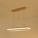 GobekUsa Rectangular Wood Island Pendant Light - Nordic LED Dining Room Fixture in Beige