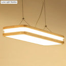GobekUsa Rectangular Wood Island Pendant Light - Nordic LED Dining Room Fixture in Beige