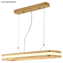 GobekUsa Rectangular Wood Island Pendant Light - Nordic LED Dining Room Fixture in Beige