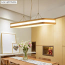 GobekUsa Rectangular Wood Island Pendant Light - Nordic LED Dining Room Fixture in Beige