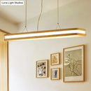 GobekUsa Rectangular Wood Island Pendant Light - Nordic LED Dining Room Fixture in Beige