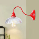 GobekUsa Red Dome Wall Sconce Light Fixture - Industrial Ribbed Glass, 1 Light - Living Room Lighting