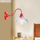 GobekUsa Red Dome Wall Sconce Light Fixture - Industrial Ribbed Glass, 1 Light - Living Room Lighting