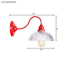 GobekUsa Red Dome Wall Sconce Light Fixture - Industrial Ribbed Glass, 1 Light - Living Room Lighting