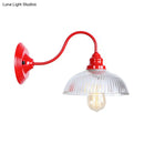 GobekUsa Red Dome Wall Sconce Light Fixture - Industrial Ribbed Glass, 1 Light - Living Room Lighting