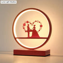 GobekUsa Red Loop Night Light: Romantic Metal LED Table Lamp for Bedroom