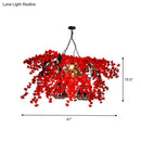 GobekUsa Red Metal Island Ceiling Light with Diamond Cage - 3-Head Industrial Suspension Lamp