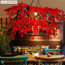 GobekUsa Red Metal Island Ceiling Light with Diamond Cage - 3-Head Industrial Suspension Lamp