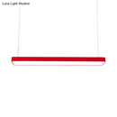 GobekUsa Red Rectangular LED Island Pendant Light for Kids' Room with Acrylic Shade