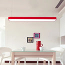 GobekUsa Red Rectangular LED Island Pendant Light for Kids' Room with Acrylic Shade