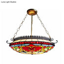 GobekUsa Red Stained Glass Victorian Chandelier - Elegant Living Room Ceiling Light