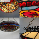 GobekUsa Red Stained Glass Victorian Chandelier - Elegant Living Room Ceiling Light