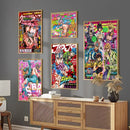 Retro jojo’s bizarre adventure framed art 5 piece bedroom poster set