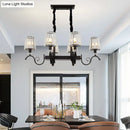 GobekUsa Retro Black Crystal Pendant Light for Dining Room - Conical Island Ceiling Light