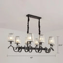 GobekUsa Retro Black Crystal Pendant Light for Dining Room - Conical Island Ceiling Light