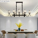 GobekUsa Retro Black Crystal Pendant Light for Dining Room - Conical Island Ceiling Light
