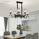 GobekUsa Retro Black Crystal Pendant Light for Dining Room - Conical Island Ceiling Light