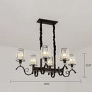 GobekUsa Retro Black Crystal Pendant Light for Dining Room - Conical Island Ceiling Light
