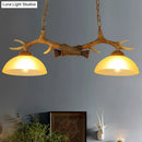 GobekUsa Retro Dome Pendant Light with Beige Glass and Decorative Deer Horn - Set of 2