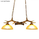 GobekUsa Retro Dome Pendant Light with Beige Glass and Decorative Deer Horn - Set of 2