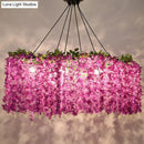 GobekUsa Retro Floral Metal Island Light Fixture – 6-Bulb Pendant in Purple for Restaurants