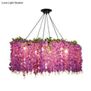 GobekUsa Retro Floral Metal Island Light Fixture – 6-Bulb Pendant in Purple for Restaurants