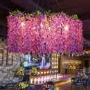 GobekUsa Retro Floral Metal Island Light Fixture – 6-Bulb Pendant in Purple for Restaurants