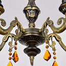 GobekUsa Retro Geometric Stained Glass Chandelier with Crystal Pendants - 5 Bulbs in Yellow/Blue for Bedroom