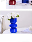 Retro red & blue glass vase living room flower decor by Decorbites