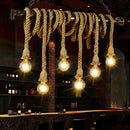 GobekUsa Retro Hemp Rope Exposed Bulb Pendant Light Fixture for Ceiling, Ideal for Restaurants - Flaxen Island Lighting
