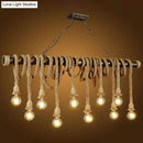 GobekUsa Retro Hemp Rope Exposed Bulb Pendant Light Fixture for Ceiling, Ideal for Restaurants - Flaxen Island Lighting