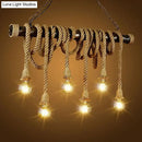 GobekUsa Retro Hemp Rope Exposed Bulb Pendant Light Fixture for Ceiling, Ideal for Restaurants - Flaxen Island Lighting
