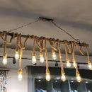 GobekUsa Retro Hemp Rope Exposed Bulb Pendant Light Fixture for Ceiling, Ideal for Restaurants - Flaxen Island Lighting