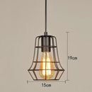 Retro iron art black cage pendant light dining room amber bulb by Decorbites