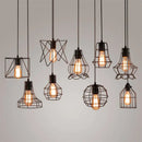 Retro iron art black cage pendant light dining room amber bulb by Decorbites