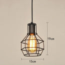 Retro iron art black cage pendant light dining room amber bulb by Decorbites