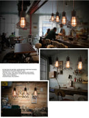 Retro iron art black cage pendant light dining room amber bulb by Decorbites