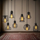 Retro iron art black cage pendant light dining room amber bulb by Decorbites